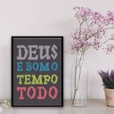 Ver imagem 2 de Quadro Deus É Bom O Tempo Todo Colorido 33x24cm - com vidro:Madeira preta
