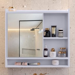 Espelheira Suspensa para Banheiro Closet Porta e Armário Acqua com Nicho - 1