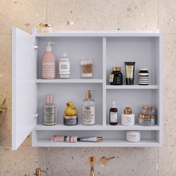 Espelheira Suspensa para Banheiro Closet Porta e Armário Acqua com Nicho - 3
