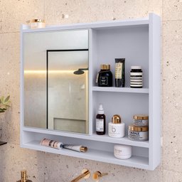 Espelheira Suspensa para Banheiro Closet Porta e Armário Acqua com Nicho - 5