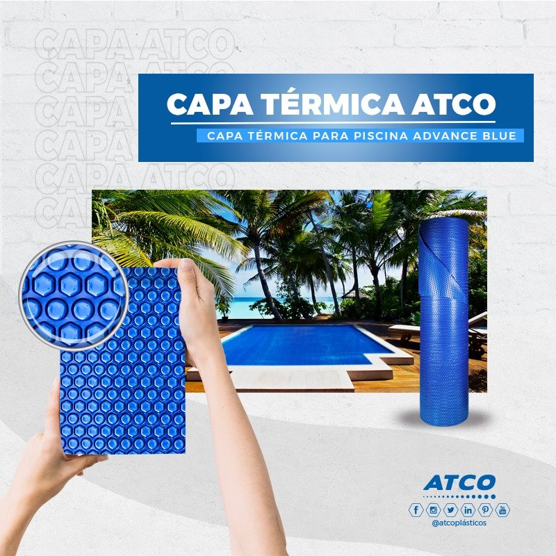 Capa Manta Térmica Lona Bolha Para Piscina Azul ATCO 42 Metr - 5