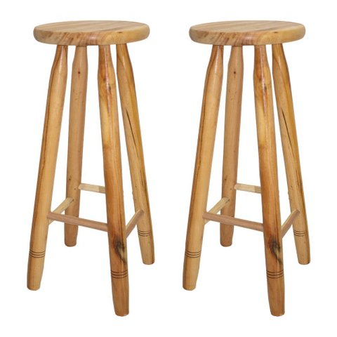 Kit 2 Banquetas Bancos Alto Madeira Maciça 70 Cm Tamborete Banquetas