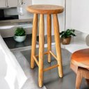 Ver imagem 3 de Kit 2 Banquetas Bancos Alto Madeira Maciça 70 Cm Tamborete Banquetas
