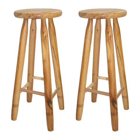 Kit 2 Banquetas Bancos Alto Madeira Maciça 70 Cm Tamborete Banquetas