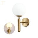 Ver imagem 1 de Arandela Interna Dourada Globo Vidro Branco Para Sala E27 Lup58