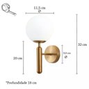 Ver imagem 4 de Arandela Interna Dourada Globo Vidro Branco Para Sala E27 Lup58