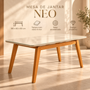 Ver imagem 3 de Mesa de Jantar Retangular 180cm Madeira MDF Neo:Tampo Off White/Vidro