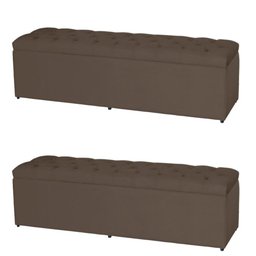 Kit 2 Baús Jade 193Cm Calçadeira Estofada Suede Cappuccino - 2