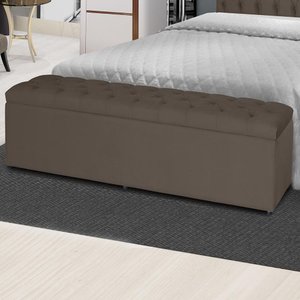 Kit 2 Baús Jade 193Cm Calçadeira Estofada Suede Cappuccino