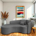 Ver imagem 1 de Recamier Curvo Orgânico 180cm 3 Lugares Lado Esquerdo para Sala de Estar Linho Londres