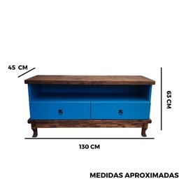 Rack para Tv de Madeira com 2 Gavetas - Steam:azul - 7