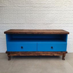 Rack para Tv de Madeira com 2 Gavetas - Steam:azul - 2