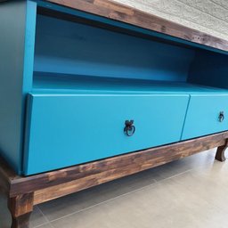 Rack para Tv de Madeira com 2 Gavetas - Steam:azul - 6