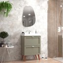 Ver imagem 1 de Gabinete para Banheiro com Cuba e Espelho Organico 60cm Retro Mdf Verde Milano - On Móveis