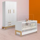 Ver imagem 1 de Conjunto Berço Mini Cama Fantasia e Guarda Roupa Slim Branco