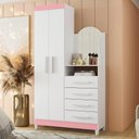 Ver imagem 2 de Cômoda New Capri 2 Portas e 4 Gavetas Quadriflex Branco/rosa Matte com Espelho - Móveis Albatroz