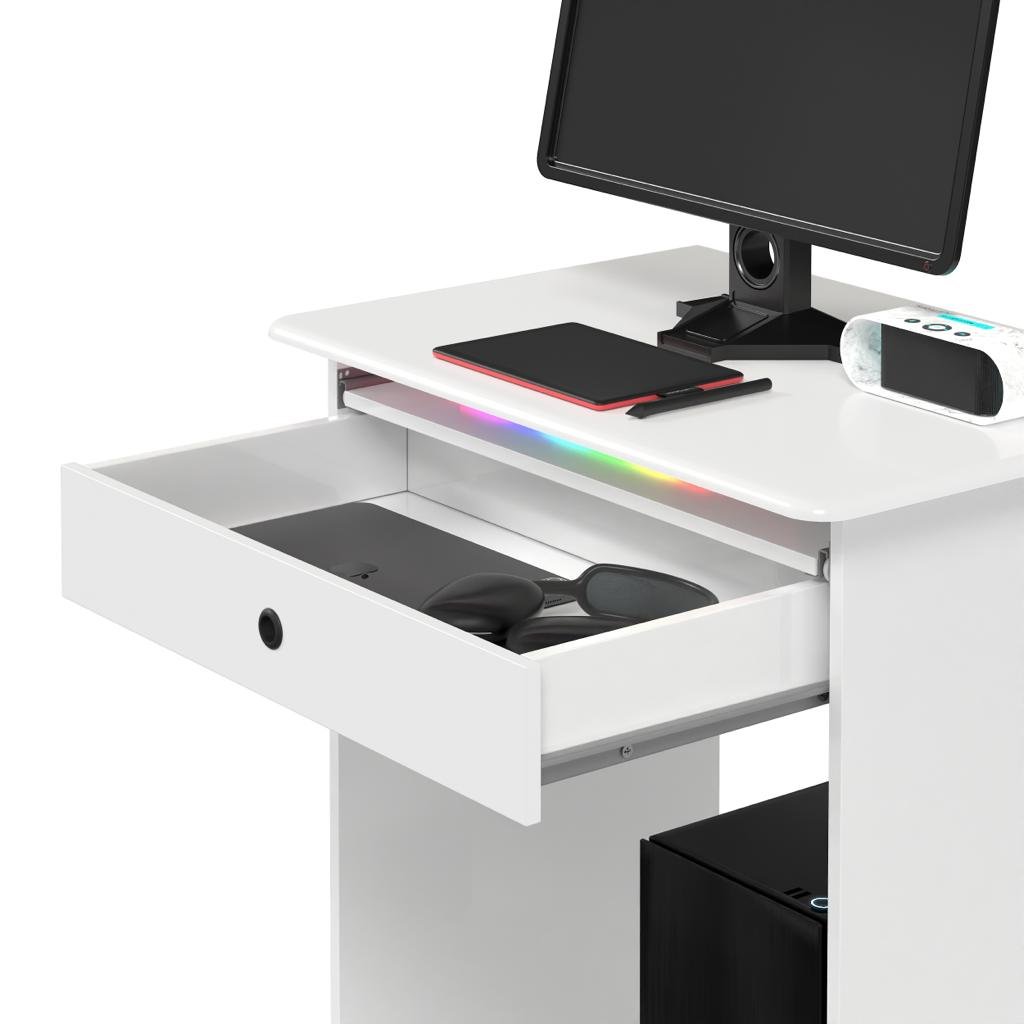 Mesa de Computador Prática 1 Gaveta - Ej Móveis:branco