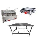 Ver imagem 1 de Kit Lanchonete Mesa de Manipulação 100x55cm + Fritadeira a Gás 2 Cuba + Chapa a Gás 30cm