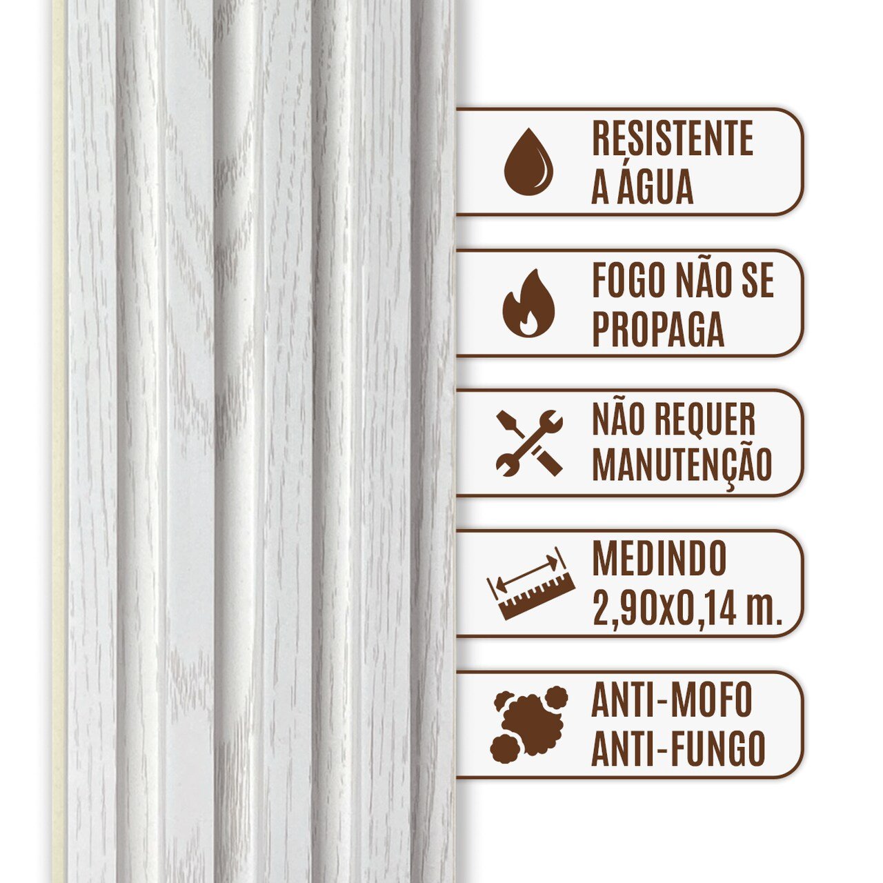 Painel Ripado Wpc Interno Wave Cor: Branco 2,90m X 16cm (0,46m²) Woopo - 5