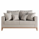 Ver imagem 1 de Sofá 2 Lugares Decorativo 1,80cm Beni Base Madeira Linho Bege - Montanaris Decor