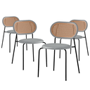 Ver imagem 1 de Kit 4 Cadeiras Jantar Velvet Encosto Rattan Estofado Cinza