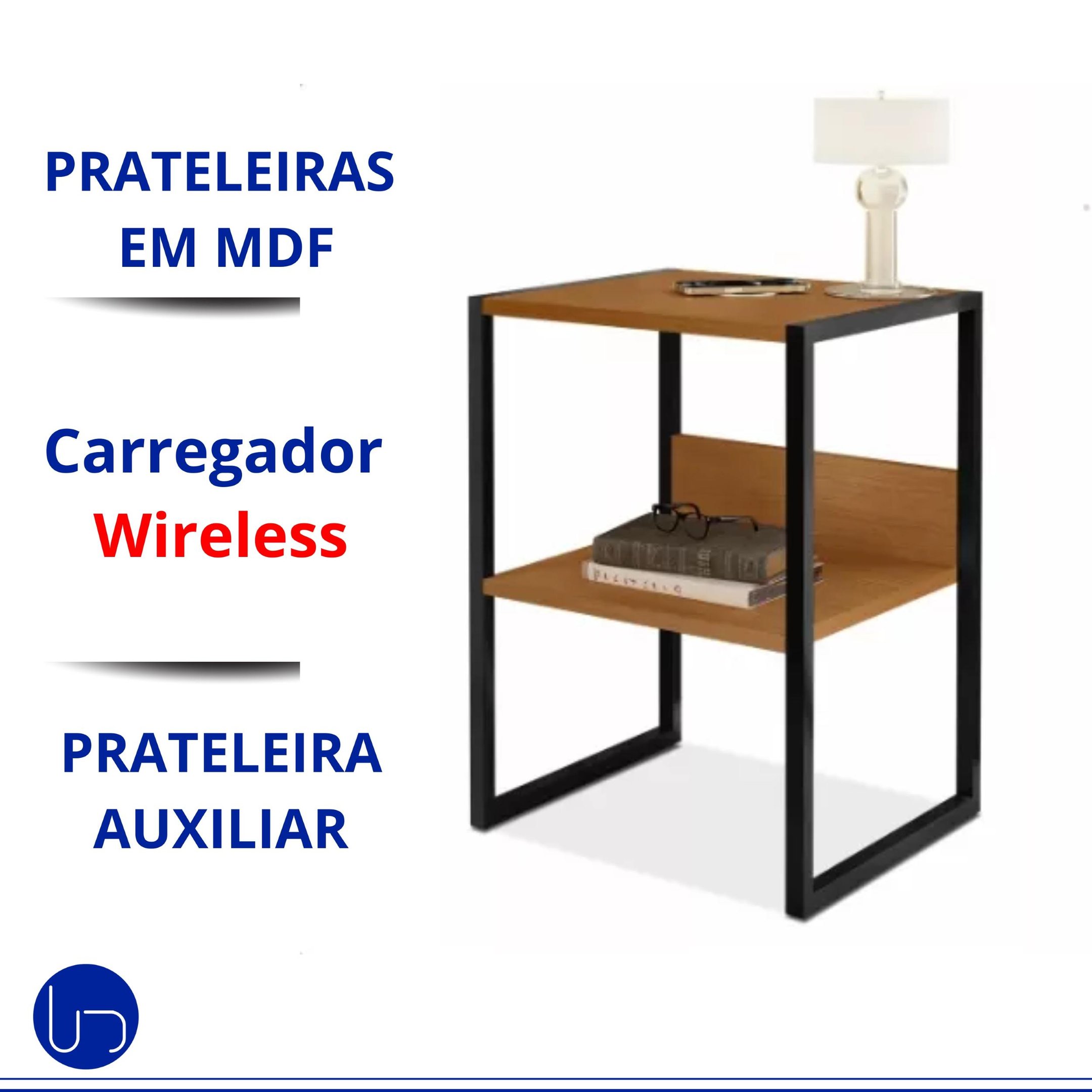 Mesa Cabeceira Industrial Carregador Wireless Embutido Design Moderno Tecnologia Sofisticado Decoraç - 3