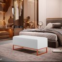 Ver imagem 2 de Kit 02 Puffs Decorativo Sala De Estar Cléo 90cm W01 Base Ferro Cobre Corano Branco - Lyam Decor
