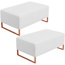 Ver imagem 1 de Kit 02 Puffs Decorativo Sala De Estar Cléo 90cm W01 Base Ferro Cobre Corano Branco - Lyam Decor