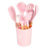 kit de utensílios de Cozinha Silicone cabo de Madeira 12 Pçs:Rosa - 4