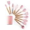 kit de utensílios de Cozinha Silicone cabo de Madeira 12 Pçs:Rosa - 1