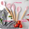 kit de utensílios de Cozinha Silicone cabo de Madeira 12 Pçs:Rosa - 5