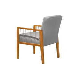 Kit 2 Poltronas Decorativas Base em Madeira Maciça e Corda Náutica Copacabana Linho Cinza - 5