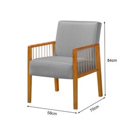 Kit 2 Poltronas Decorativas Base em Madeira Maciça e Corda Náutica Copacabana Linho Cinza - 6