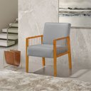 Ver imagem 2 de Kit 2 Poltronas Decorativas Base em Madeira Maciça e Corda Náutica Copacabana Linho Cinza