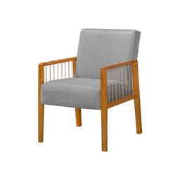 Kit 2 Poltronas Decorativas Base em Madeira Maciça e Corda Náutica Copacabana Linho Cinza - 3