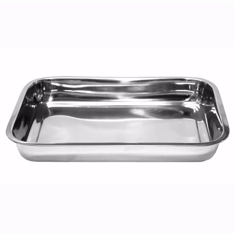 Kit 3 Assadeira Forma Retangular Alta Aço Inox 32 X 22 X 4cm