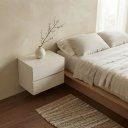 Ver imagem 2 de Conjunto Mesa de Cabeceira Eros Parede Suspenso 2 Gavetas Cor Off White