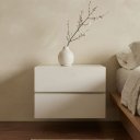 Ver imagem 3 de Conjunto Mesa de Cabeceira Eros Parede Suspenso 2 Gavetas Cor Off White