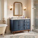 Ver imagem 3 de Balcão para Pia 2 Pta 3 Gav Hanover com Pés Luis Xv 93x120x53cm (a X L X P) - Azul-Imbuia