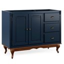 Ver imagem 1 de Balcão para Pia 2 Pta 3 Gav Hanover com Pés Luis Xv 93x120x53cm (a X L X P) - Azul-Imbuia