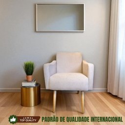 Poltrona Brasil Suede Champagne Pé de Madeira Fácil de Montar - 5