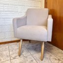 Ver imagem 6 de Poltrona Brasil Suede Champagne Pé de Madeira Fácil de Montar
