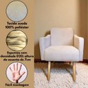 Ver imagem 3 de Poltrona Brasil Suede Champagne Pé de Madeira Fácil de Montar