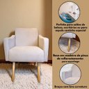 Ver imagem 4 de Poltrona Brasil Suede Champagne Pé de Madeira Fácil de Montar