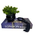 Ver imagem 1 de Kit decoração livro London + vaso preto + colar japamala