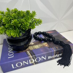 Kit decoração livro London + vaso preto + colar japamala - 3