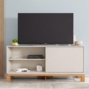 Ver imagem 1 de Rack Bancada Tv para Sala de Estar 136cm Visari C01 - D'Rossi Cor Off White/freijó