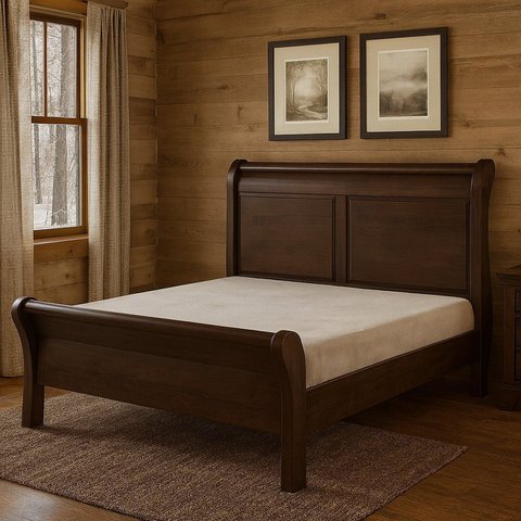 Cama de Casal 160m Madeira Maciça Amsterdã Marrom/Capuccino