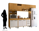 Ver imagem 3 de Cozinha Compacta Malta com Balcão 120cm com Tampo MDP - Freijó/Ripado/Off Acetinado Poliman