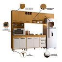 Ver imagem 2 de Cozinha Compacta Malta com Balcão 120cm com Tampo MDP - Freijó/Ripado/Off Acetinado Poliman